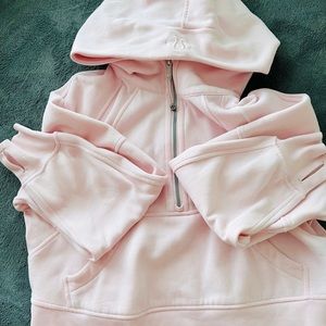 Lululemon strawberry milkshake hooded crop scuba half zip